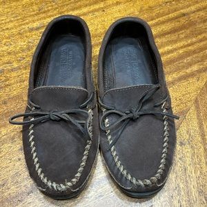 Minnetonka heavy brown leather moccasins.  Like knew.  Unisex